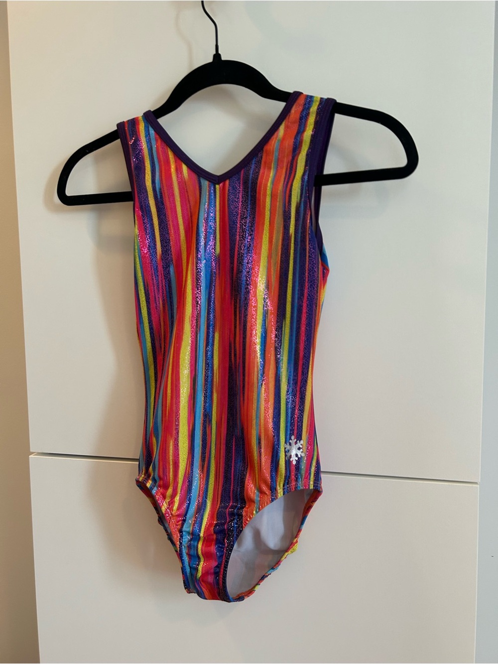 Snowflake Rainbow Multicolor Striped Gymnastics Leotard - Adult XSmall